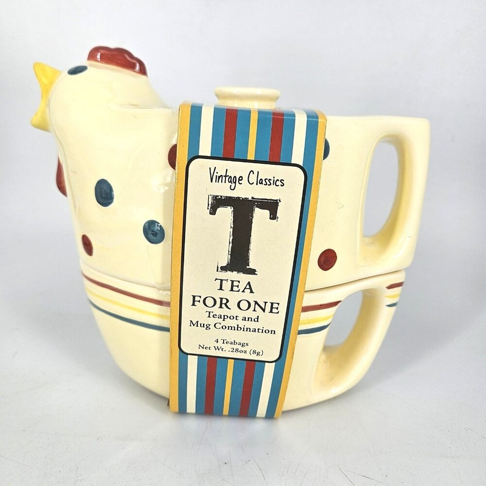 Twinings Tea For One Vintage Classics Chicken Teapot Mug Ceramic Polka Dot Hen